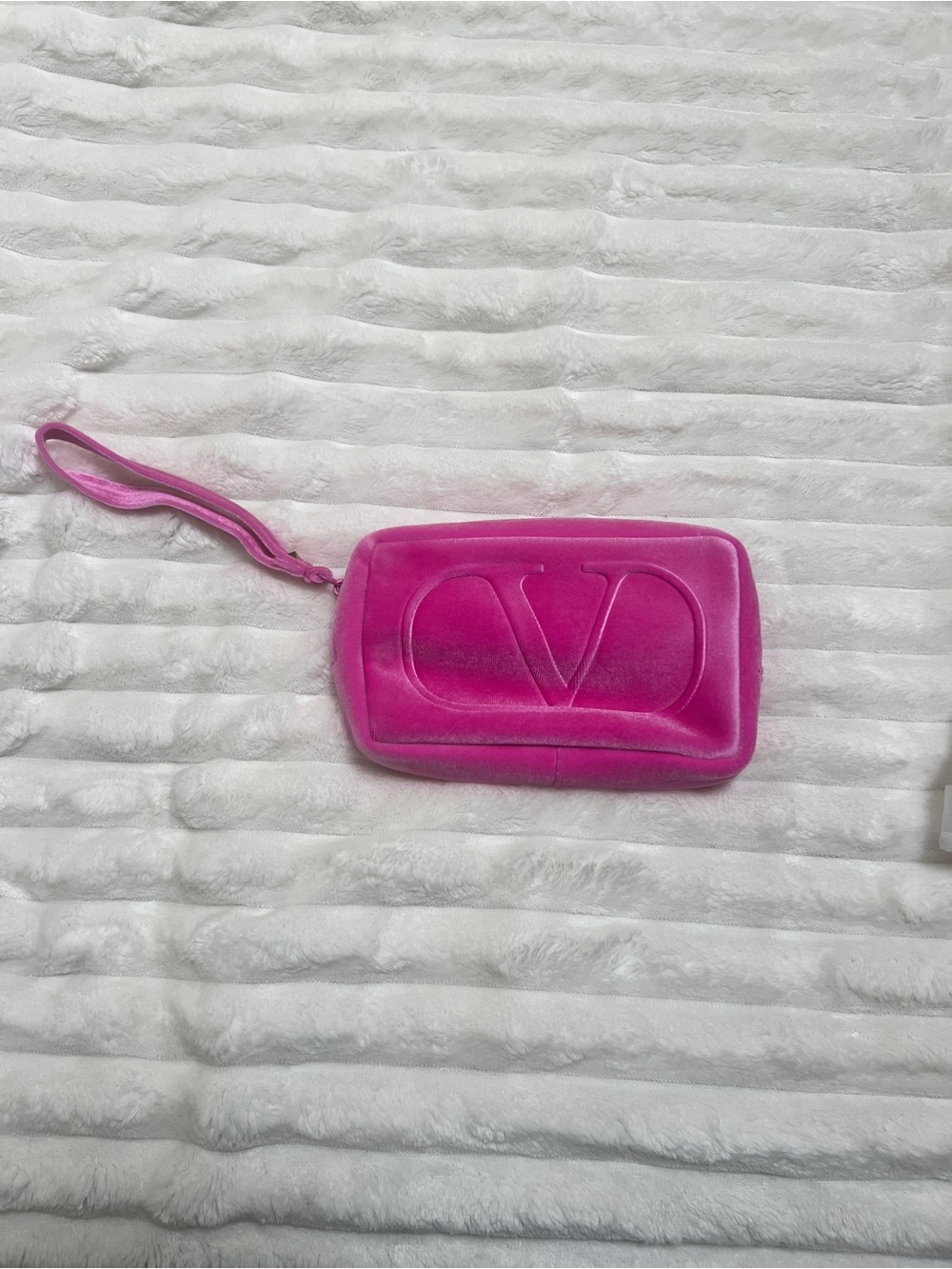 Valentino Hot Pink Velvet Wristlet Pouch